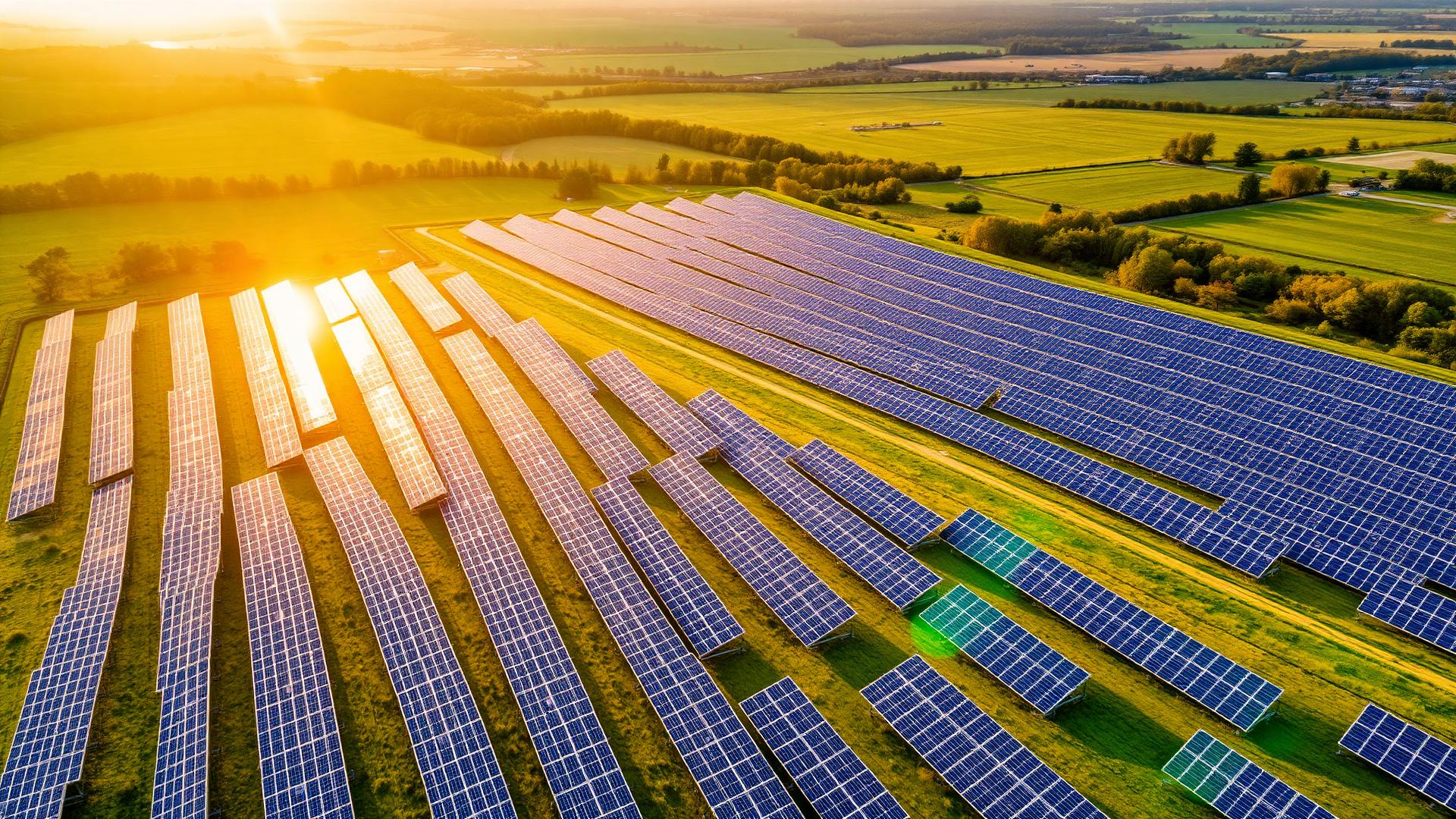 Solar farm aerial view